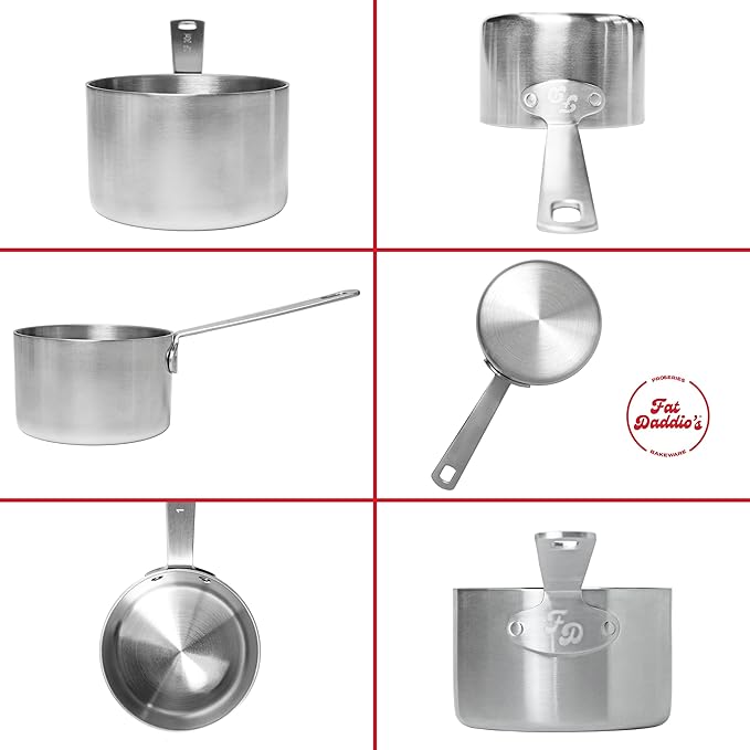 Fat Daddio's MCS-SET Stainless Steel Measuring Cups and Spoons Set, 4 cups, 6 spoons, Kitchen Gadgets for Baking & Cooking