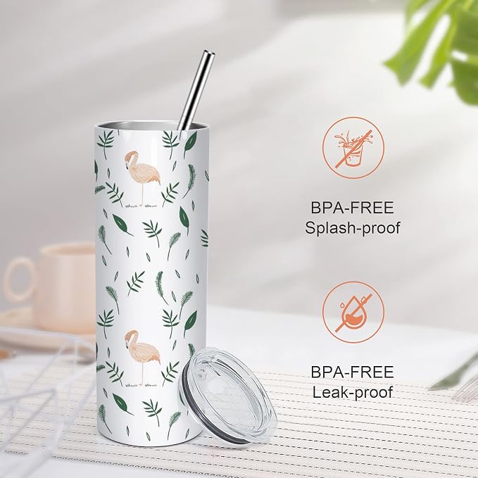 AGH 10 Pack 20 OZ Sublimation Tumblers Blank, Straight Skinny Tumbler with Metal Straw, Stainless Steel Double Layer Insulated Mug, Individually Box, Travel Tumblers
