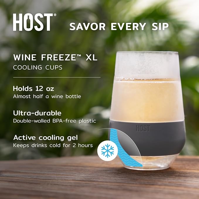 Host Freeze XL Cooling Cup in Double Walled Insulated Freezable Drink Chilling Tumbler with Freezing Gel, 12 Ounces - Set of 4 Vivid Tinted