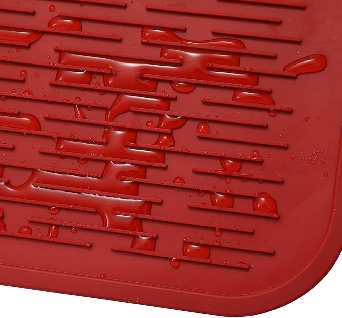 MicoYang Silicone Dish Drying Mat for Multiple Usage,Easy clean,Eco-friendly,Heat-resistant Silicone Mat for Kitchen Counter or Sink,Refrigerator or Drawer Liner Red 5XL 36inches x 18inches