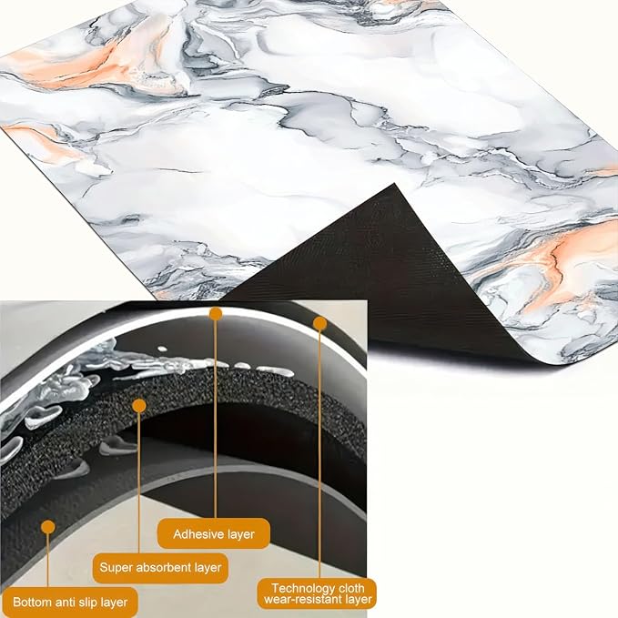 HOMETITUTE Stove Top Cover Diatomite Mat 28x20 Inch Marble Stovetop Covers Protector Heat Resistant Coffee Mat Kitchen Countertop Pad Laundry Surface Cooktop Cover Decor