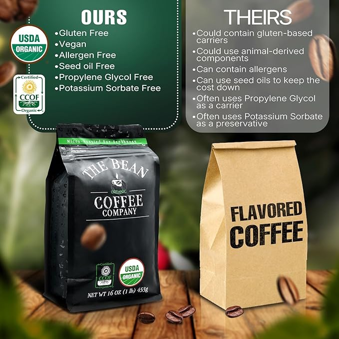 The Bean Organic Coffee Company Vanilla Bean, Medium Roast, Whole Bean Coffee, 16-Ounce Bags (Pack of 2)