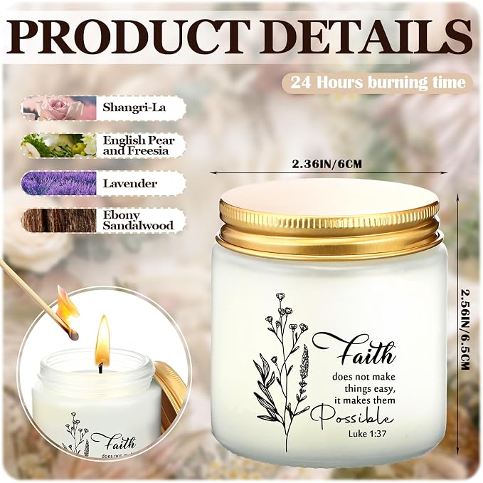 LemonRoad 12 Pcs Christian Gifts for Women Inspirational Large Handle Bag Ceramic Coffee Mug Religious Scented Candle Boho Flower Bible Design Religious Gift for Sister Church Party Friend