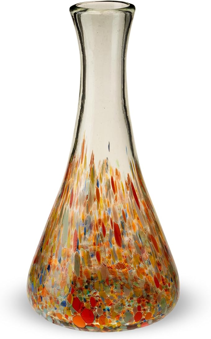 Segunda Vida Artistico Hand Blown Wine Decanter, Recycled Glass Carafe for Red and White Wine, Thick Base Pitcher, Colorful Mexican Glassware for Wedding Gifts, Home Bar Accessories, 50 oz, Set of 1