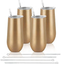 Lifecapido 4 Pack Stemless Champagne Tumblers, 12oz Insulated Champagne Flutes with Lid, Insulated Champagne Glass, Champagne Flute Tumbler, Great Gift for Birthday Party Wedding Christmas (Gold)