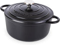 Cast Iron Pot with Lid-Non-Stick Ovenproof Enamelled Casserole Pot, Oven Safe up to 500° F-Sturdy Dutch Oven Cookware - Black, 5-Quart, 24cm-by Nuovva