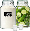 ComSaf 1.1 Gallon Glass Jars with Airtight Lids (138oz, Set of 2), Extra-Wide Mouth Canisters for Bulk Flour & Sugar Storage, Ideal for Fermenting Sourdough, Kombucha & Pickles