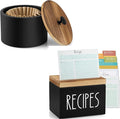Coffee Filter Holder, Wood Filter Storage Container for Counter&Recipe Box, Wood Recipe Card Box Set, Recipe Box with 100 Cards and 6 Dividers