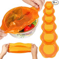 Silicone Stretch Lids for Food Storage in Fridge, Reusable Elastic Bowl Covers for Cup, Cans, Jars, Round & Rectangle Container, Food Grade Silicone Microwave Food Cover, Orange, 6PCS