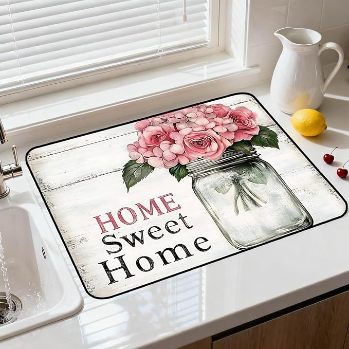 Stove Top Cover for Electric Stove, Vintage Farmhouse Style Glass Cooktop Protector, Multi-functional Kitchen Counter & Washer Top Cover