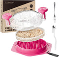 Cleangor Chicken Shredder Tool Twist Large, BPA Free Meat Shredder with Ergonomic Handle, Non-Slip Food Shredder Tool for Pork, Beef, Set of Chicken Breast Shredder with Brush & Fork (1, Pink)