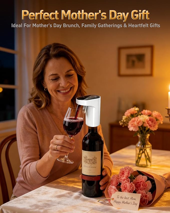 Mothers Day Gift Essential,5-in-1 Electric Wine Decanter & Smart Liquor Dispenser,Automatic Aerator&Pourer with 1-999ml Precision Dosing | Gift for Mom,Women,Dad,Wine&Whiskey Lovers,Birthday(White)