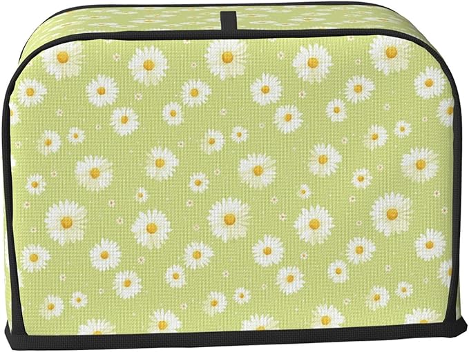 Toaster Cover 2 Slice Green Daisy Flower Pattern Kitchen Small Appliance Covers with Pockets Dust and Fingerprint Protection