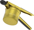 GloTika Large 15oz Potato Ricer, Heavy Duty Stainless Steel Ricer for Mashed Potatoes, Sweet Potato Masher Kitchen Tool with Ergonomic Handle, Press and Mash Kitchen Gadget, Gold