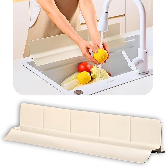 Extra Wide Silicone Sink Splash Guard 23” – Pearl White- Large