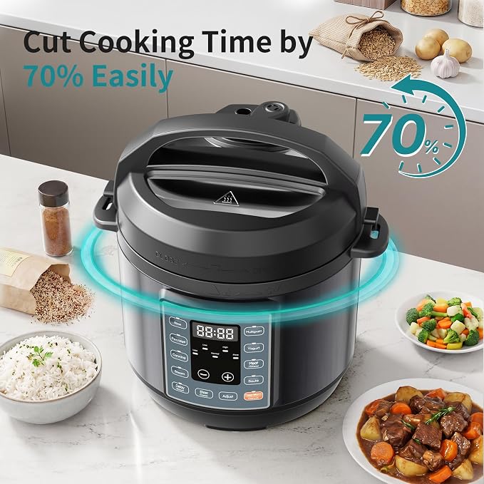 OLIXIS 10-In-1 Electric Pressure Cooker, 3 Quart Multi Cooker for Rice, Stew and Steam, Small Programmable Stainless Steel Pot with Slow Cook Function and Ceramic Inner Pot