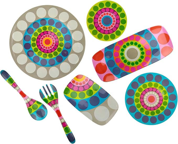 French Bull Plates - 4 Piece Set - 9 inch Melamine Salad Plates Set of 4 - Melamine Dinnerware for Indoor and Outdoor - Dial…