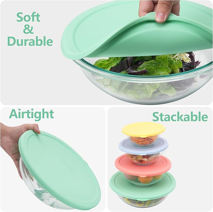 Silicone Replacement Lids for Pyrex Smart Essentials Prepware 326 Rimmed Glass Mixing Bowl, Food Grade Silicone, Sturdy & Durable Cover, Dishwasher & Microwave Safe - 1 Pack