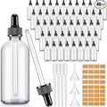 Lallisa 48 Pack Essential Oil Dropper Bottle Glass Dropper Bottles DIY for DIY essential Oil Perfume with Funnels Pipettes Labels for Bathrooms, Hotels, Labs (120 Ml,4 oz,Clear)