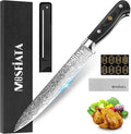 MOSFiATA 8 inch Carving Knife，Stainless Steel Brisket Slicing Knife for Meat Cutting, Razor Sharp Butcher Knife with Granton Edge for Roasts, BBQ, Turkey