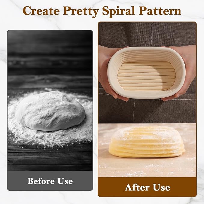 6.5 Inch Banneton Bread Proofing Basket Oval Mini Banneton Basket Set of 6, Small Sourdough Proofing Basket with Liner Rattan Sourdough Baking Supplies for Home Bread Baking