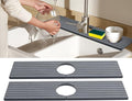 2 Pack Faucet Mat for Kitchen Sink, Diatomaceous Stone Mat, 23.6x4 Inch, Dark Grey, Quick Drying Splash Guard & Drip Catcher for Faucet Bathroom Counter