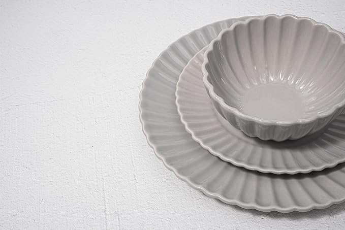 16 Piece Dinnerware Set Aruba (Cloudy Grey) Plates, Bowls, and Mugs Set for 4