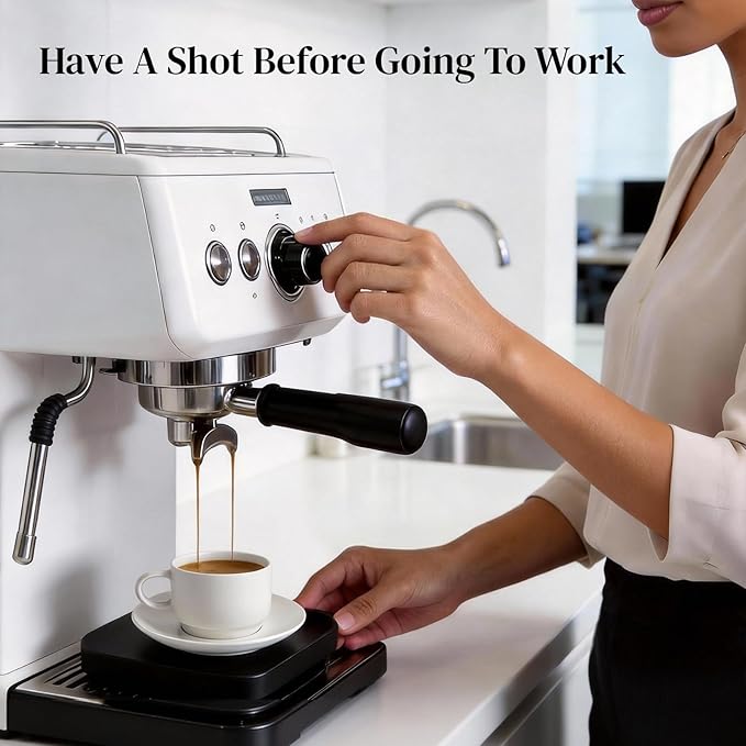 DOWAN 2.5 OZ Stackable Espresso Cups, Porcelain Coffee Cups with Saucers Set of 4, White Espresso Shot Cup, Tea Cups for Home, Office and Cafe Use