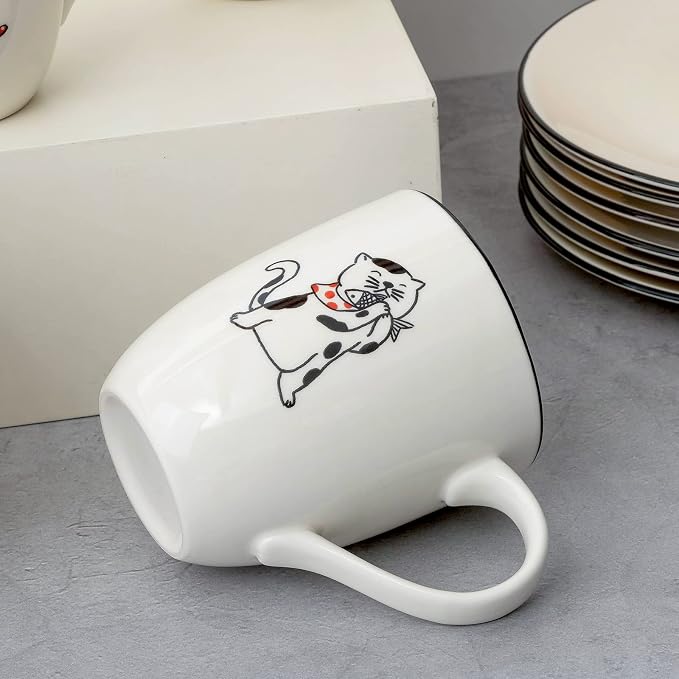 LEHAHA Farmhouse Coffee Mugs Set,16 OZ Animal Large Ceramic Mugs with Handle, Set of 6, Christmas Porcelain Cups for Coffee, Tea, Cocoa, Office and Home Use, Practical Gift, Assorted Design