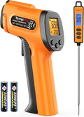 TempPro Temperature Gun, Infrared Thermometer Gun with Laser, Laser Thermometer Gun -58-1022 ℉, Meat Thermometer Digital with Super Long Probe, Food Thermometer for Cooking(Previously ThermoPro)