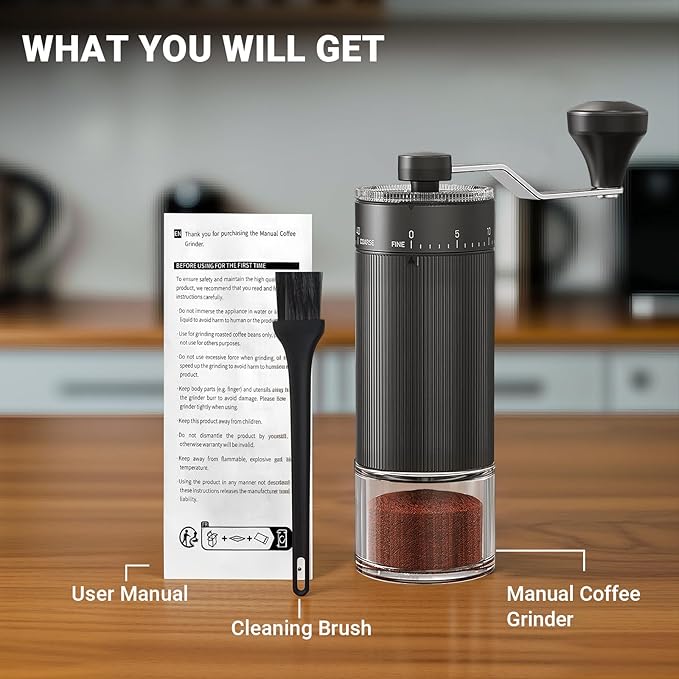 Mini Manual Coffee Grinder with 40 Adjustable Settings, Portable Hand Coffee Bean Mill with 30g Capacity, Conical Burr Coffee Grinder with Crank for Travel, Camping, Office, Espresso, Pour Over, etc