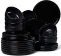 LIANYU Dinnerware Plates and Bowls, 24 Piece Stoneware Ceramic Dishes Set for 8, Dishwasher and Microwave Safe Dinning Ware Set, Dinner Salad Plates and Cereal Bowls, Scratch Resistant, Black Onyx