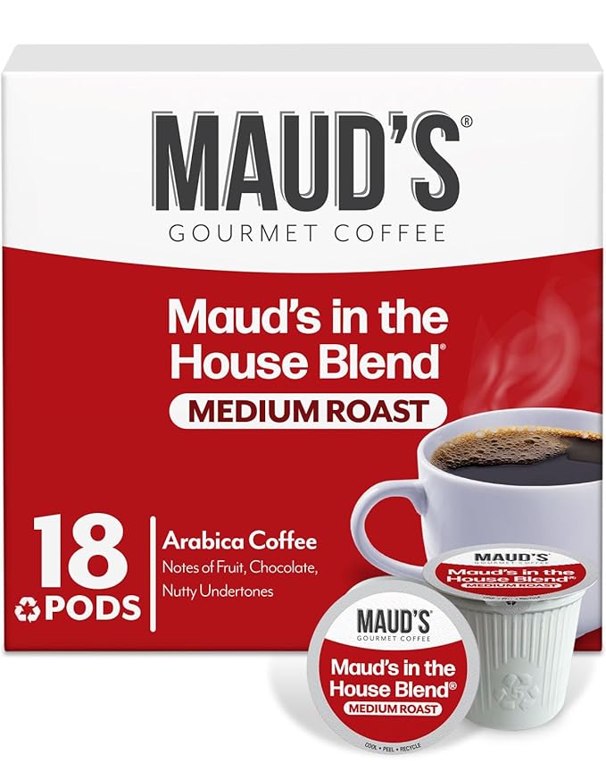 Maud's Medium Roast Coffee Pods, 18 ct, Single Serve Pods – 100% Arabica Coffee, Compatible with Keurig K Cups Maker