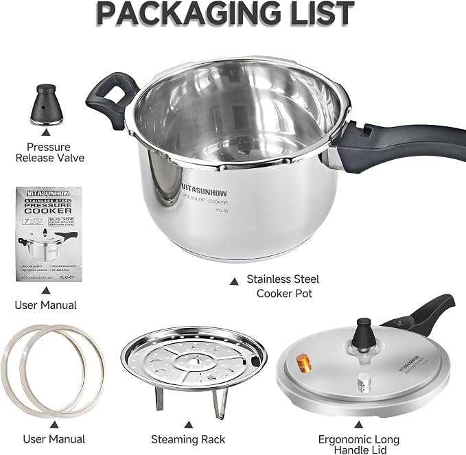 5L Stainless Pressure Cooker – Fast, Safe Stovetop (5-Liter)