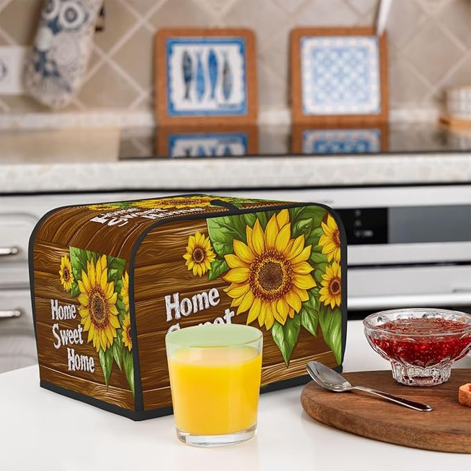 Flower Sunflower Painting Toaster Cover 2 Slice Dust and Fingerprint Protection Toaster Bread Maker Covers Washable Kitchen Small Appliance Covers for Kitchen Accessories Decor Bakeware Women Gift