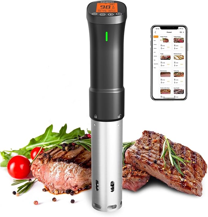INKBIRD 2.4G Wifi Sous Vide Cooker ISV-200W, 1000W Sous Vide Machine, Remote Control Immersion Circulator with APP Recipes Timer Alarm Mobile Notification 3D Water Heating Ultra-Quiet