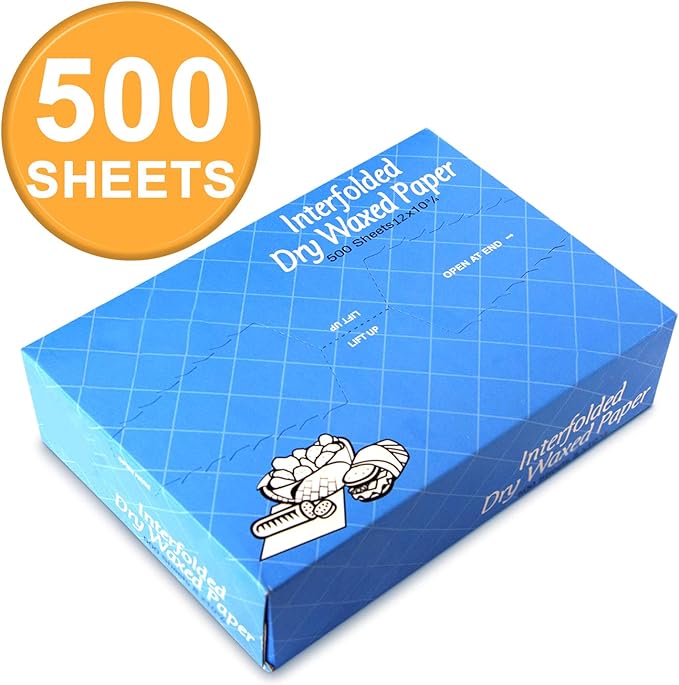 Fit Meal Prep 500 Sheets 12 x 10.75” Dry Wax Paper Sheets for Food, Greaseproof Sandwich Wrapping, Interfolded Deli Wax Paper for Fries, Burgers, Food Basket, Made in USA