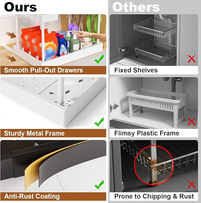 Expandable Under Sink Organizers + Dish Drying Rack