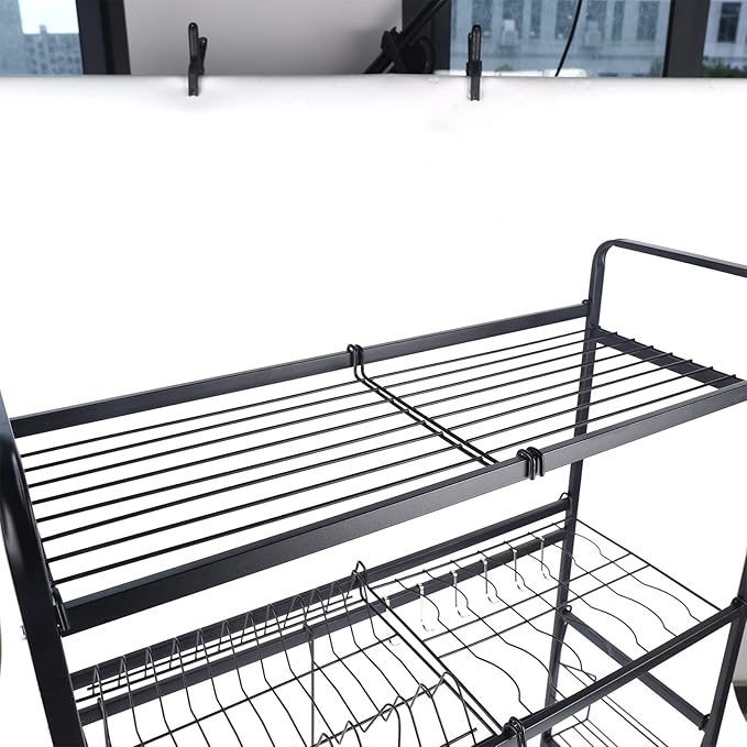 2 Tier Stainless Steel Above Sink Dish Rack Sink, Over The Sink Dish Drainer Drying Rack, Organized Space-Saving Dish Rack, Expandable Over The Sink Dish Drainer Drying Rack
