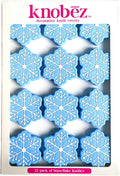 Knobēz: Decorative Knob Covers - Snowflake - 12pk, Blue - Stretch Over Hardware Decorations, Holiday-Winter-Christmas, Kitchen-Bathroom-Dressers-Home