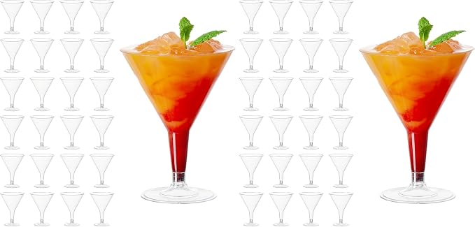MATANA 96 Premium Plastic Martini Cocktail Glasses, 7 Oz - Elegant, Sturdy & Reusable - Manhattan, Margarita, Cosmopolitan, Desserts - Weddings, Birthdays, Christmas, Garden Parties