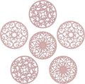 Silicone Trivets for Hot Dishes, Hot Pots and Pans, Modern Silicone Hot Pads for Kitchen, Multi-Use Intricately Carved Trivet Mat, Pink Round Potholders Pot Holders Pack 6