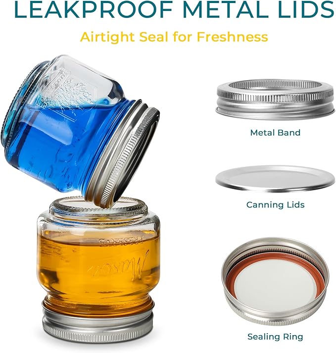 CycleMore 8oz 12 Pack Mason Jars with Silver Metal Lids, Embossed Design Canning Jars, Clear Glass Storage Jars for for Gifts, Jam, Pickling, Crafts, Wedding Favors & Home Decor
