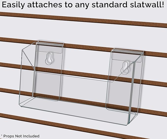Marketing Holders 12 Pack Slatwall Postcard Holder for 7.5 Inch Wide Advertisement Materials Clear Acrylic Space Saving Literature Display Rack in Retail Stores and Offices No Assembly Required