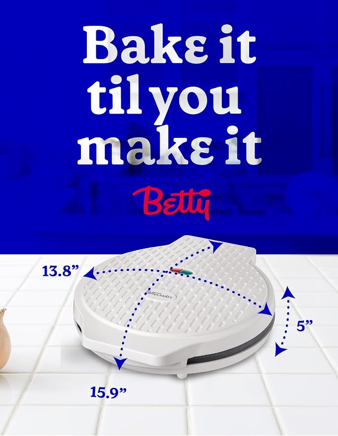 Betty Crocker Pizza Maker Plus, 12" Indoor Electric Grill, Nonstick Griddle Pan for Pizzas, Quesadillas, Tortillas, Nachos and more, 12" Electric Griddle for Delicious Meals and Snacks, White