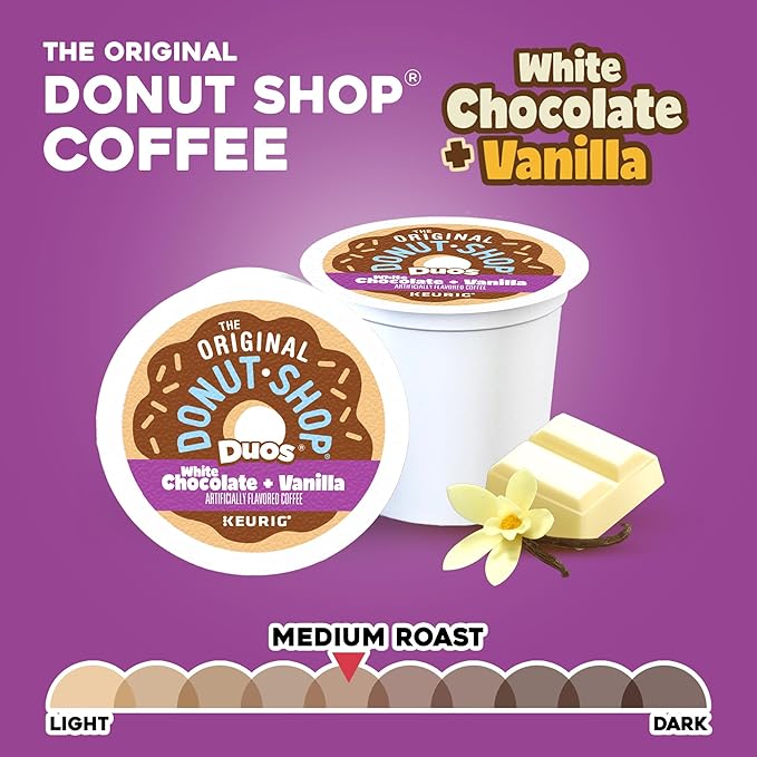 The Original Donut Shop Duos White Chocolate + Vanilla, Keurig Single Serve K-Cup pods, 72 Count