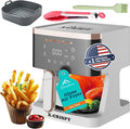 APSARAS USA Air Fryer Glass, 5.2QT Convection Oven Glass Air Fryer Non Toxic, Transparent Fry Bowl | Cook Shrimp, Steak, Fries, Wings, Chicken & More | Precise Temperature Control & Time