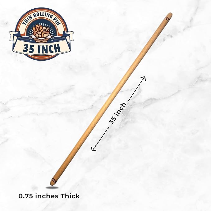 35 Inch (90 cm) Oklava Extra Long Rolling Pin for Baking, Mattarello Rolling Pin for Manti Ravioli Pasta Turkish Baklava dough Tortilla, Handmade Wooden