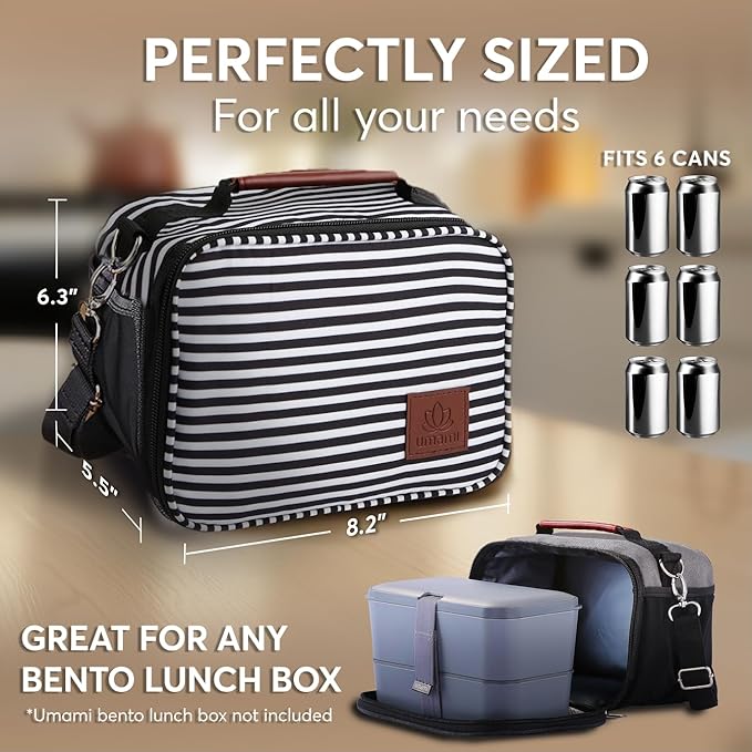Umami Adult Bento Box Lunch Set Bundle – 50 oz Leakproof Stackable Bento Box with Utensils, Dividers & Sauce Jar + Insulated Lunch Bag, Microwave & Dishwasher Safe