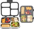 Stainless Steel Bento Box for Kids with Silicone Container, 4 Compartment Metal Lunch Box Kids Adults, Removable Silicone Seal & Clear Lid, Leak Proof Food Storage Container for MealBlack
